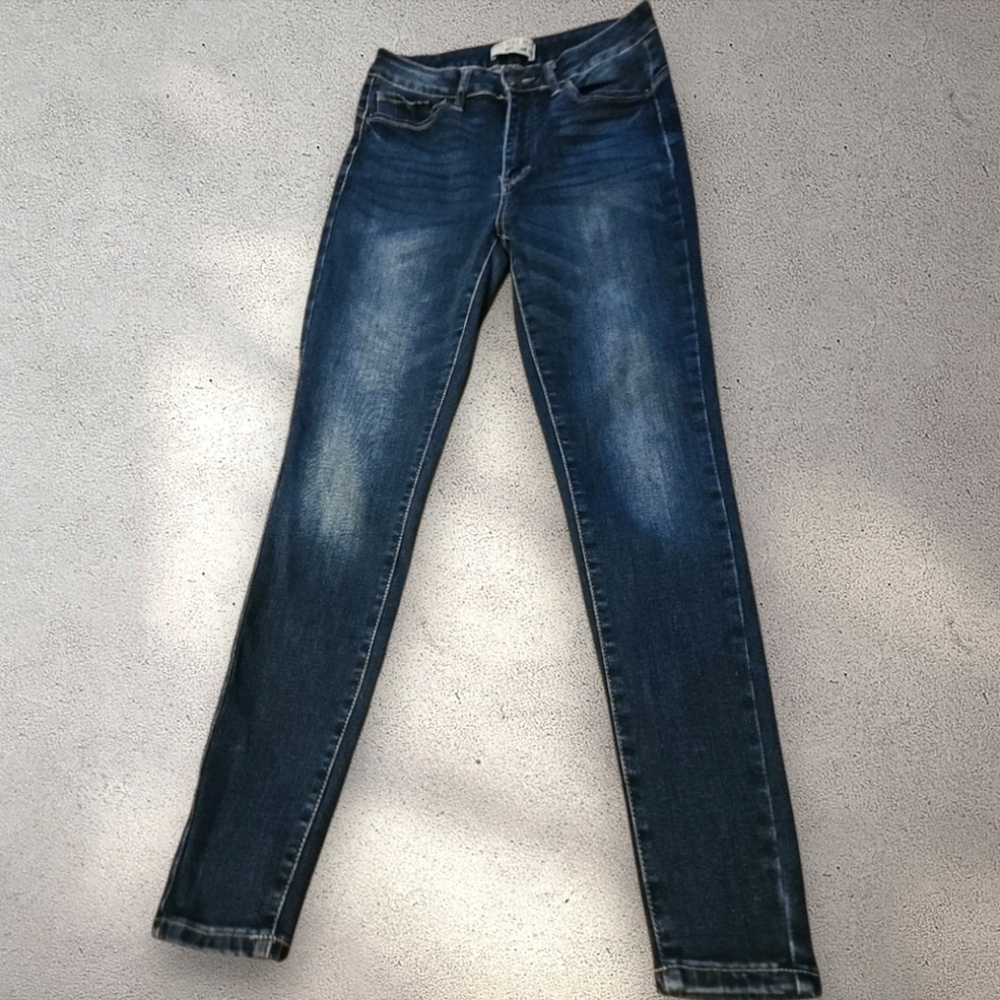 Wax Jeans Dark Wash Mid Rise Skinny Stretch Jeans Size 7 28 BUTT I LOVE YOU EUC